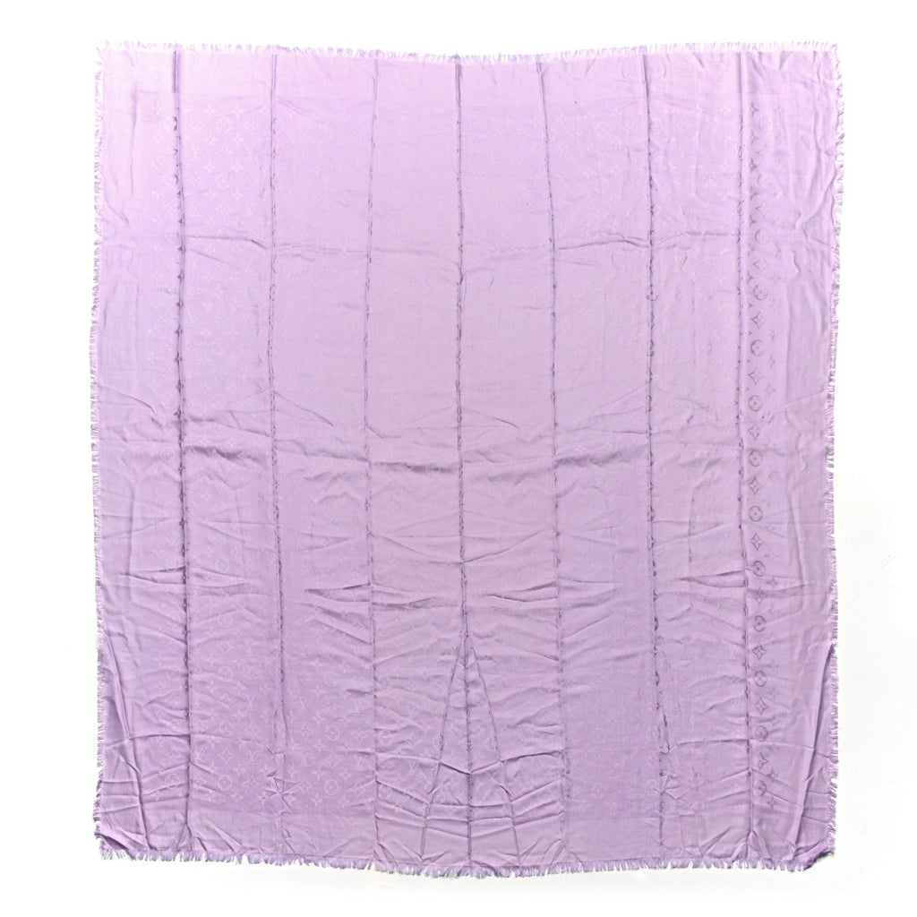 Silk Wool Monogram Shawl Mauve