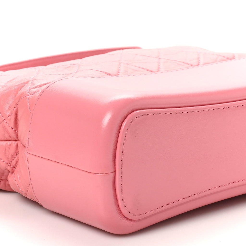 Aged Calfskin Quilted Medium Gabrielle Logo Hobo Rose