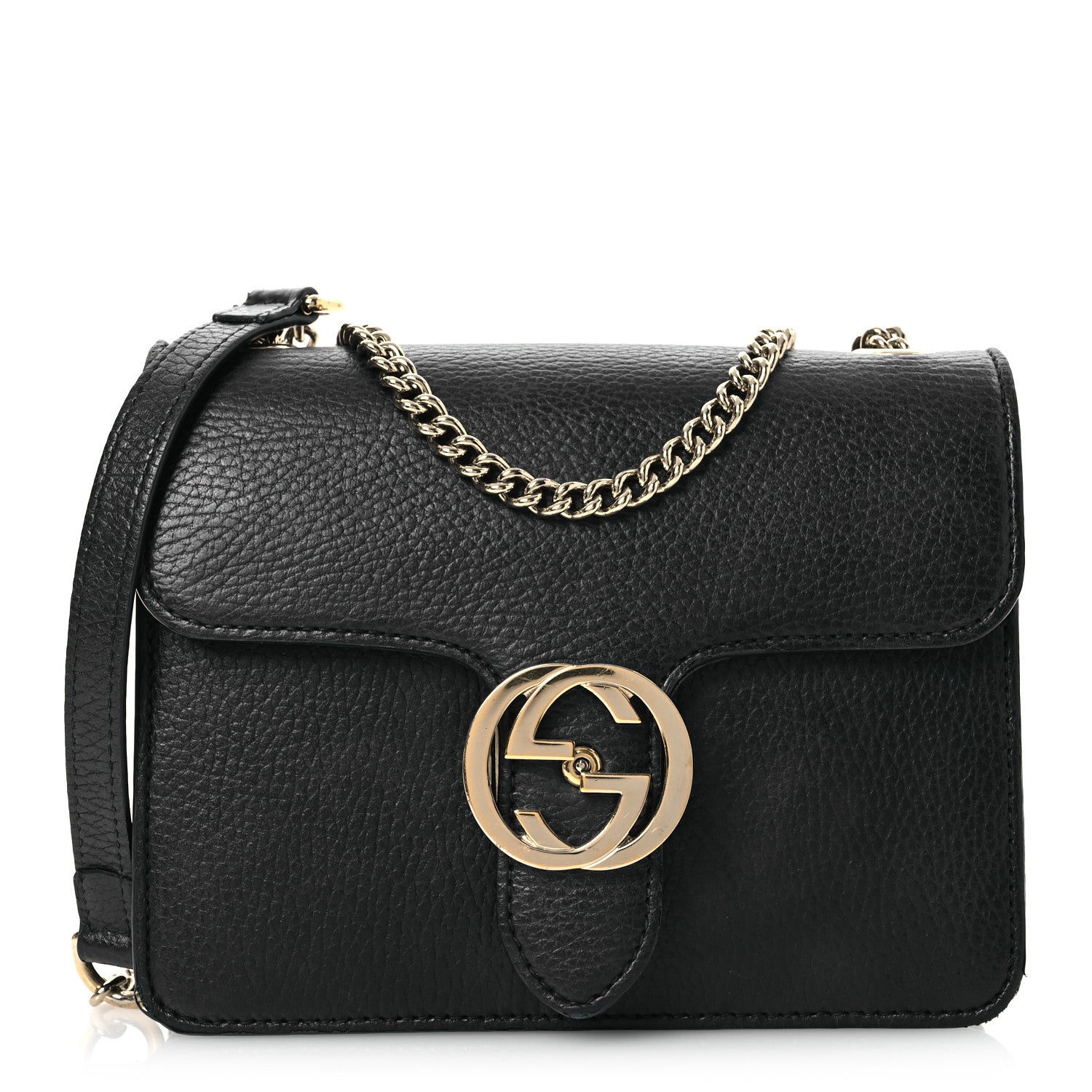 Dollar Calfskin Small Interlocking G Shoulder Bag Black