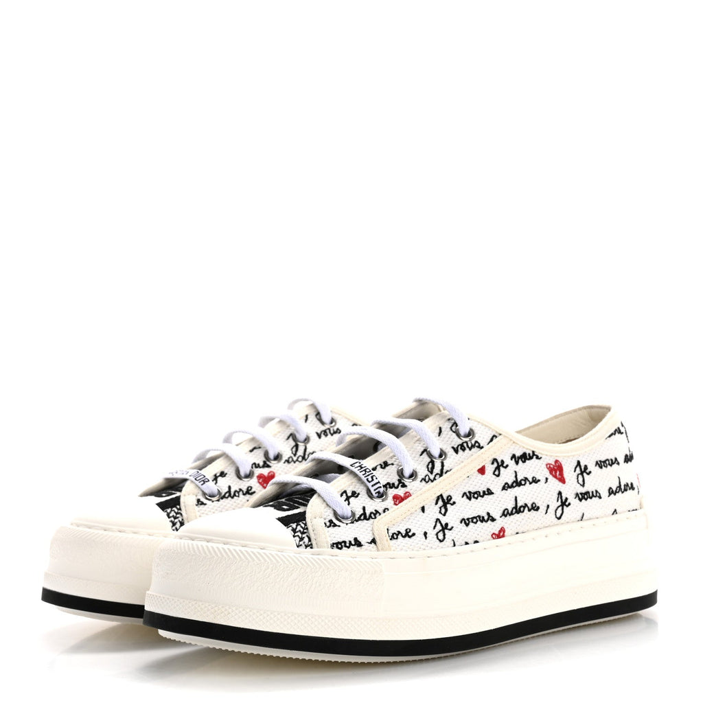 Canvas Dioramour Walk'N'Dior Low Top Sneakers 37 White Black