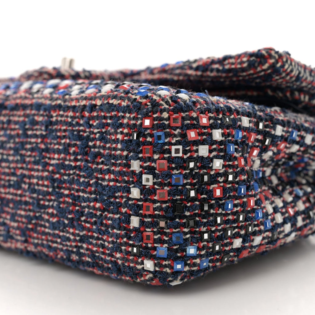 Sequin Tweed Medium Double Flap Red White Blue