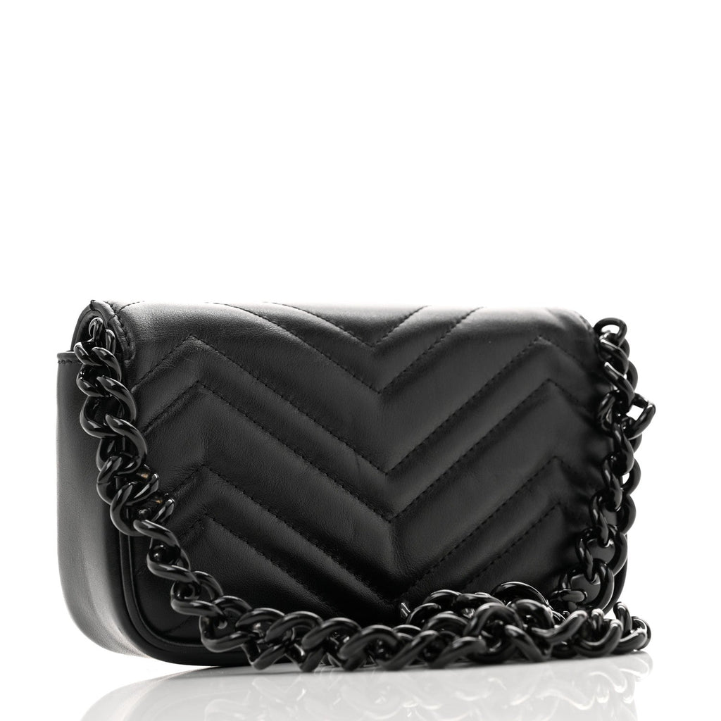 Calfskin Matelasse Monochrome GG Marmont Chain Belt Bag Black