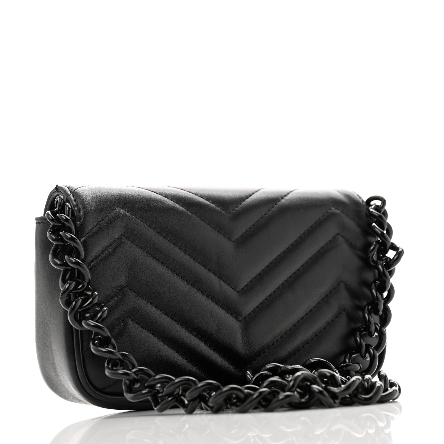 Calfskin Matelasse Monochrome GG Marmont Chain Belt Bag Black