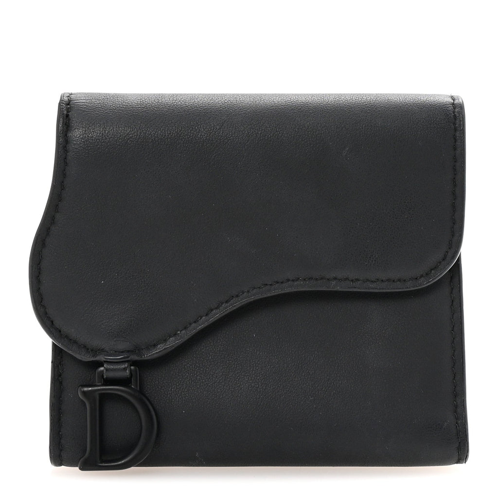 Ultra Matte Calfskin Saddle Lotus Wallet Black