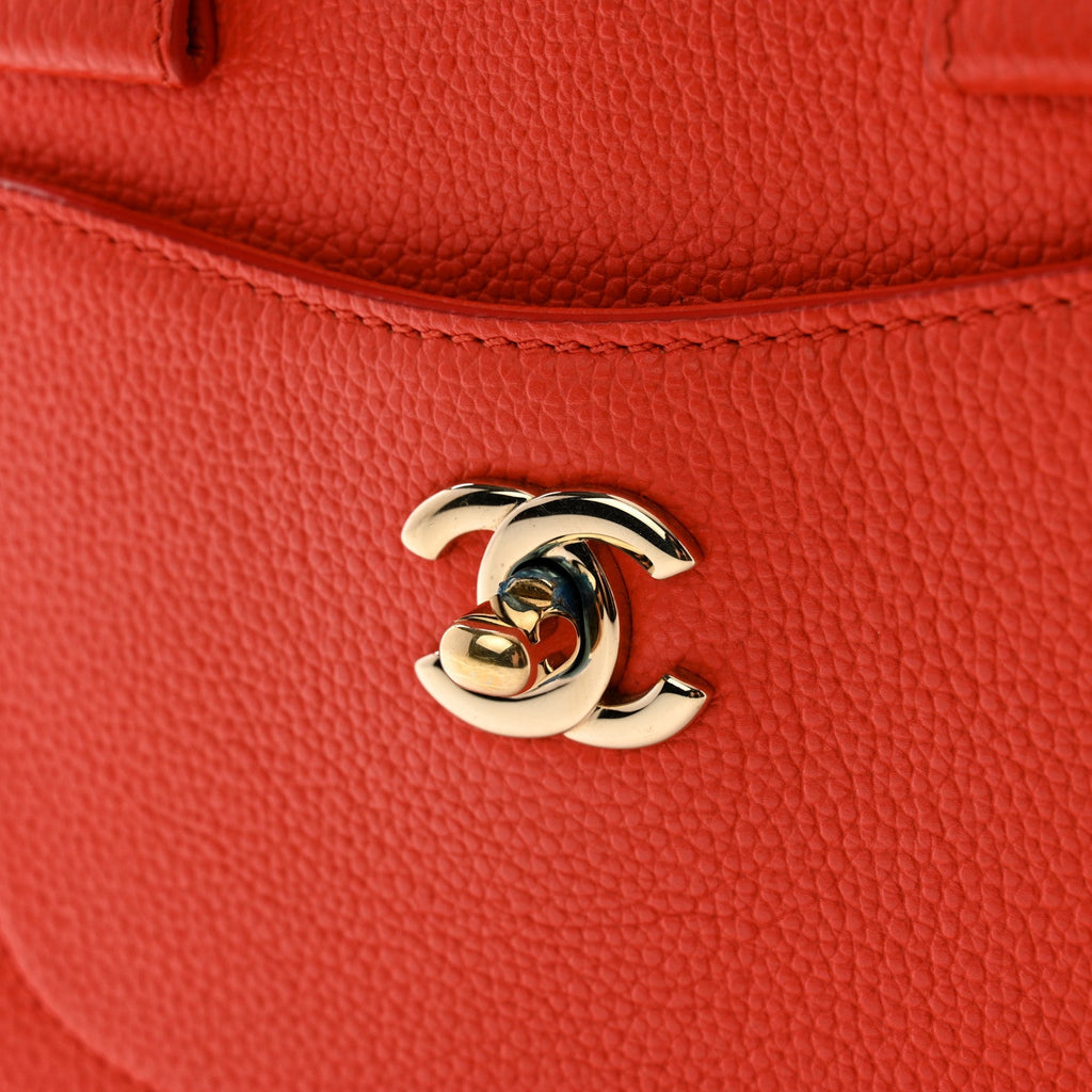 Grained Calfskin Mini Neo Executive Shopper Tote Red