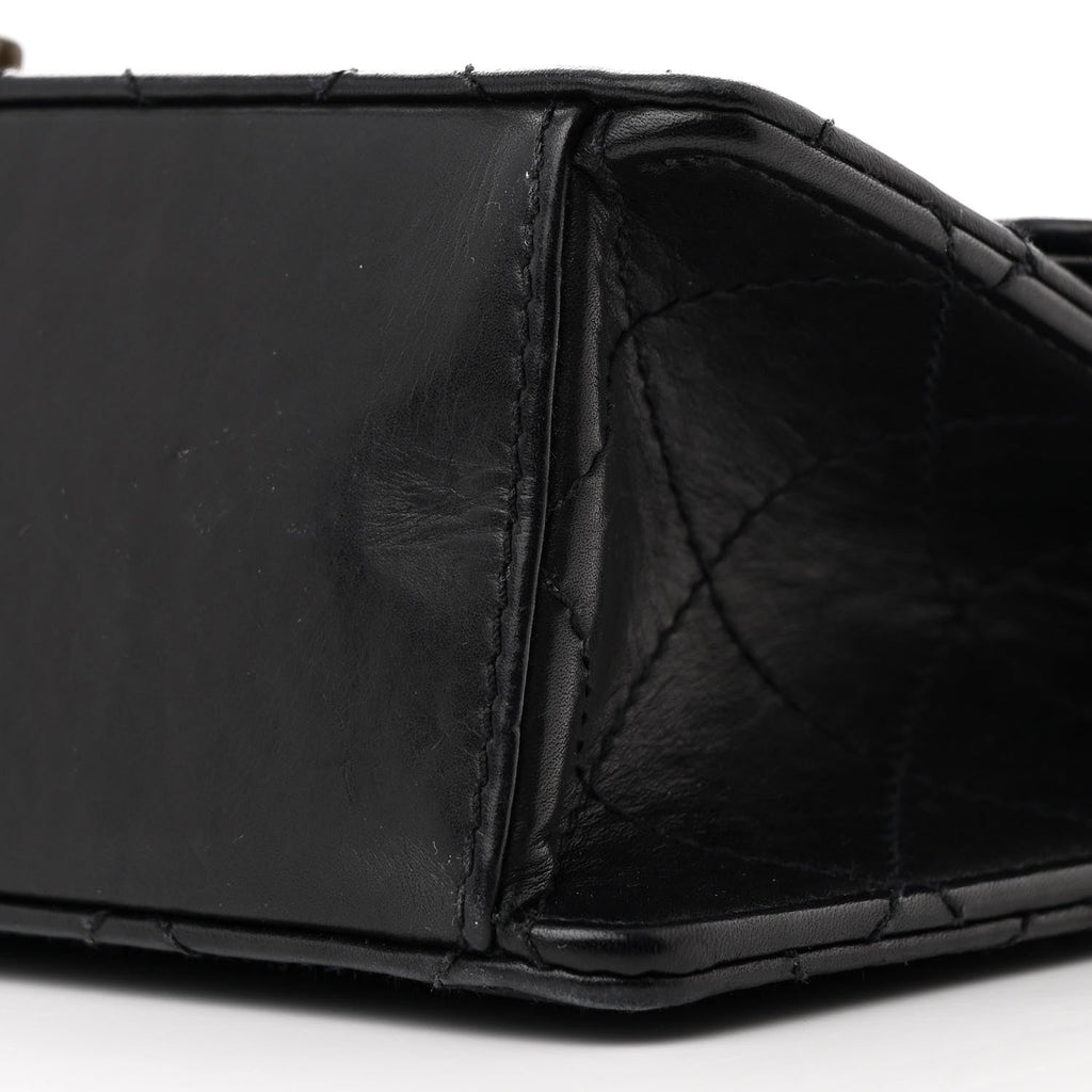 Calfskin Stitched Medium Single Flap Black