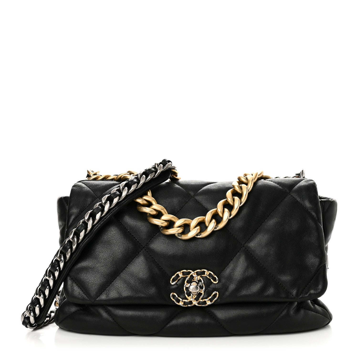 Lambskin Quilted Large Chanel 19 Flap Black