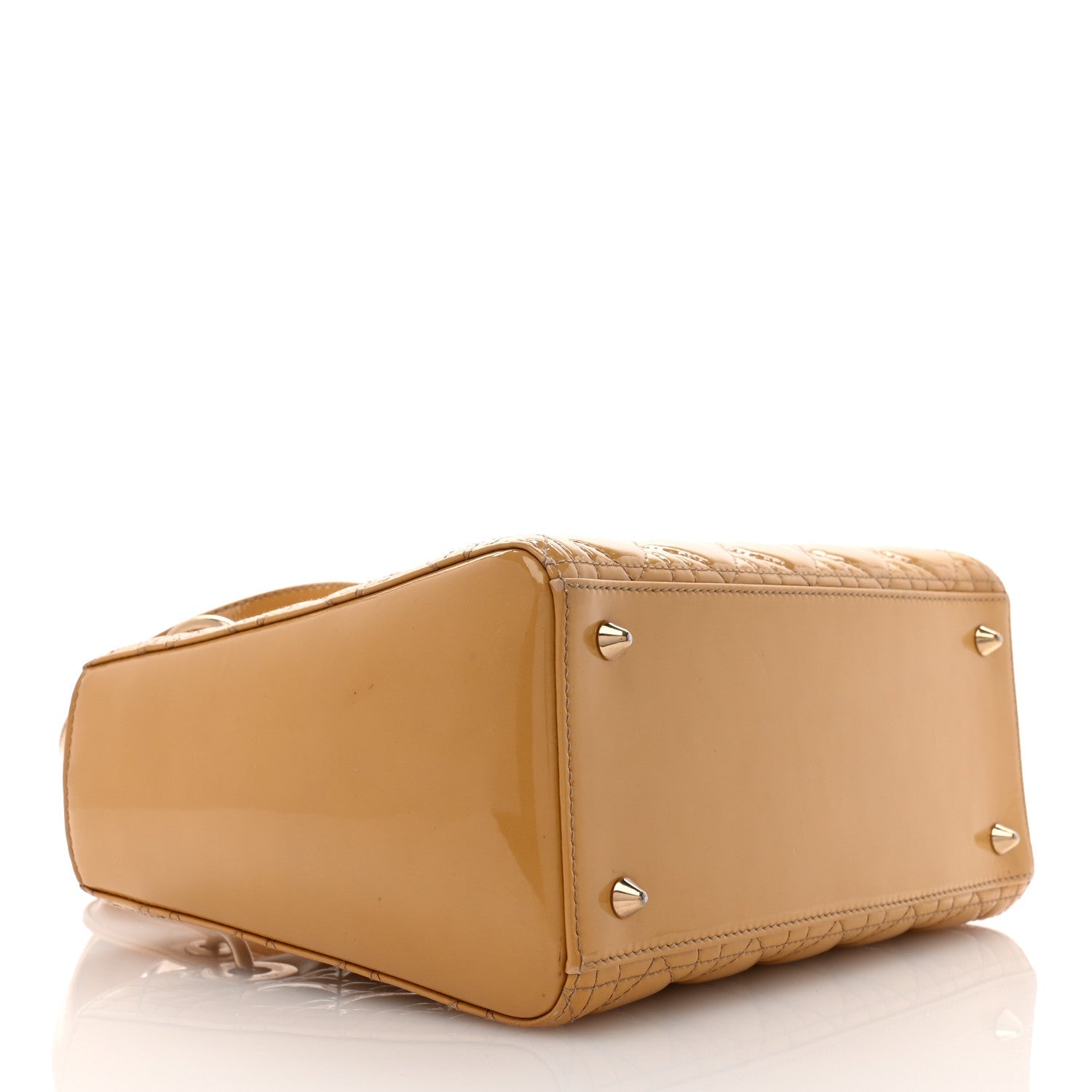 Patent Cannage Medium Lady Dior Beige