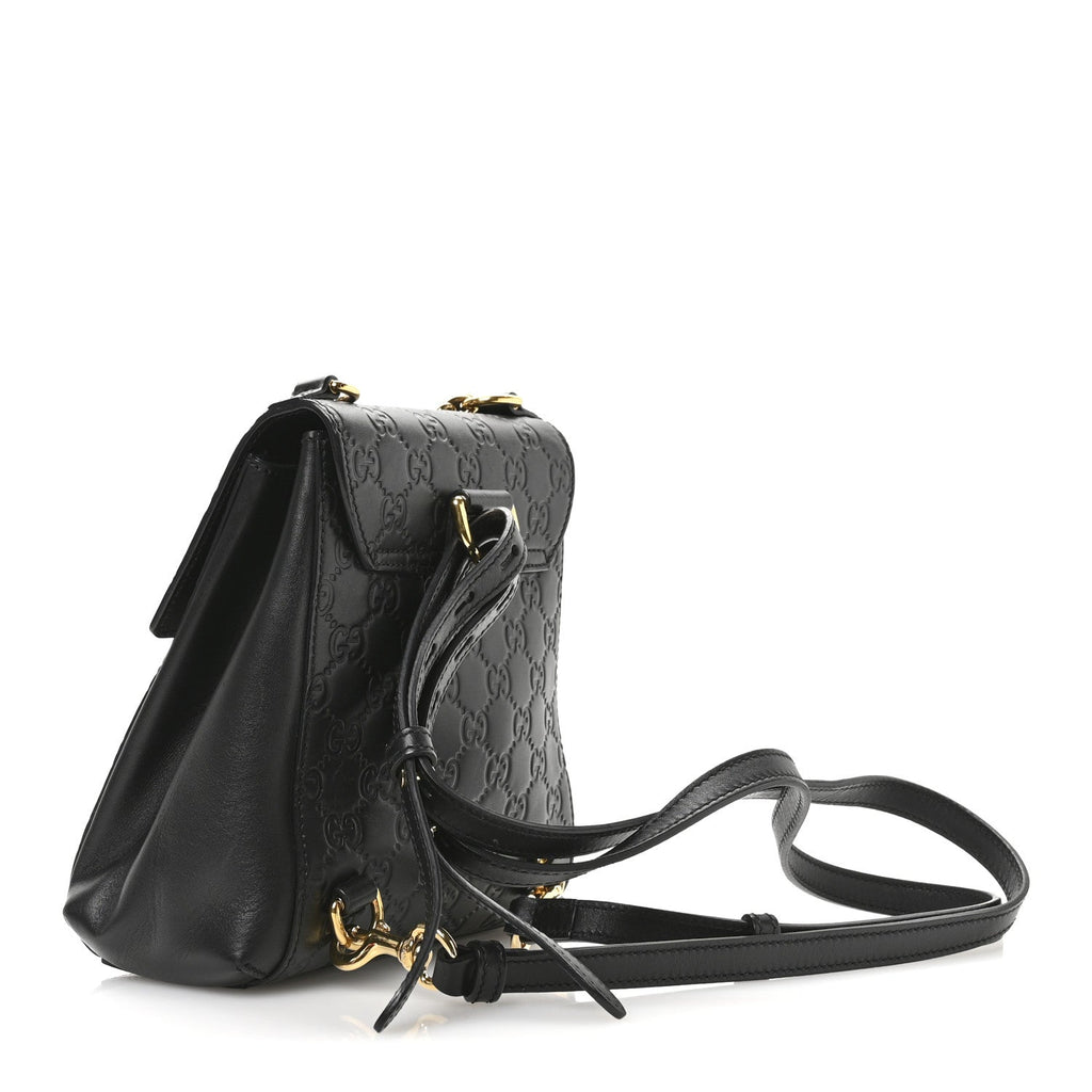 Guccissima Signature Padlock Backpack Black