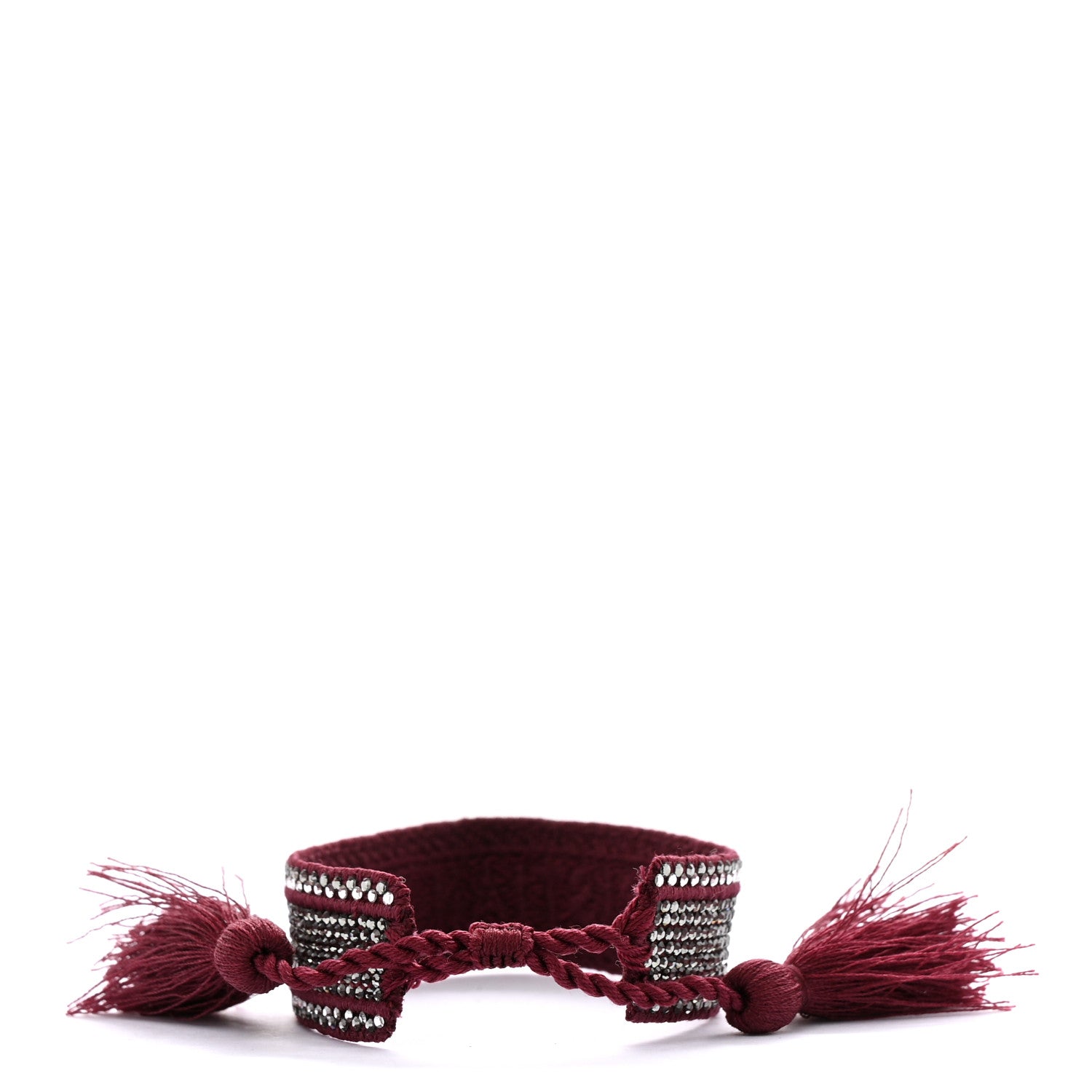Woven Cotton Crystal Embroidered Friendship Bracelet Burgundy