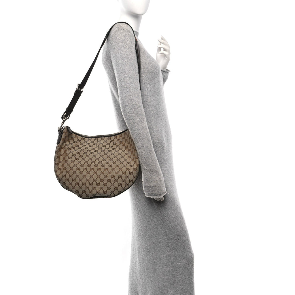 Monogram Calfskin Web Medium B Shoulder Bag Beige Brown