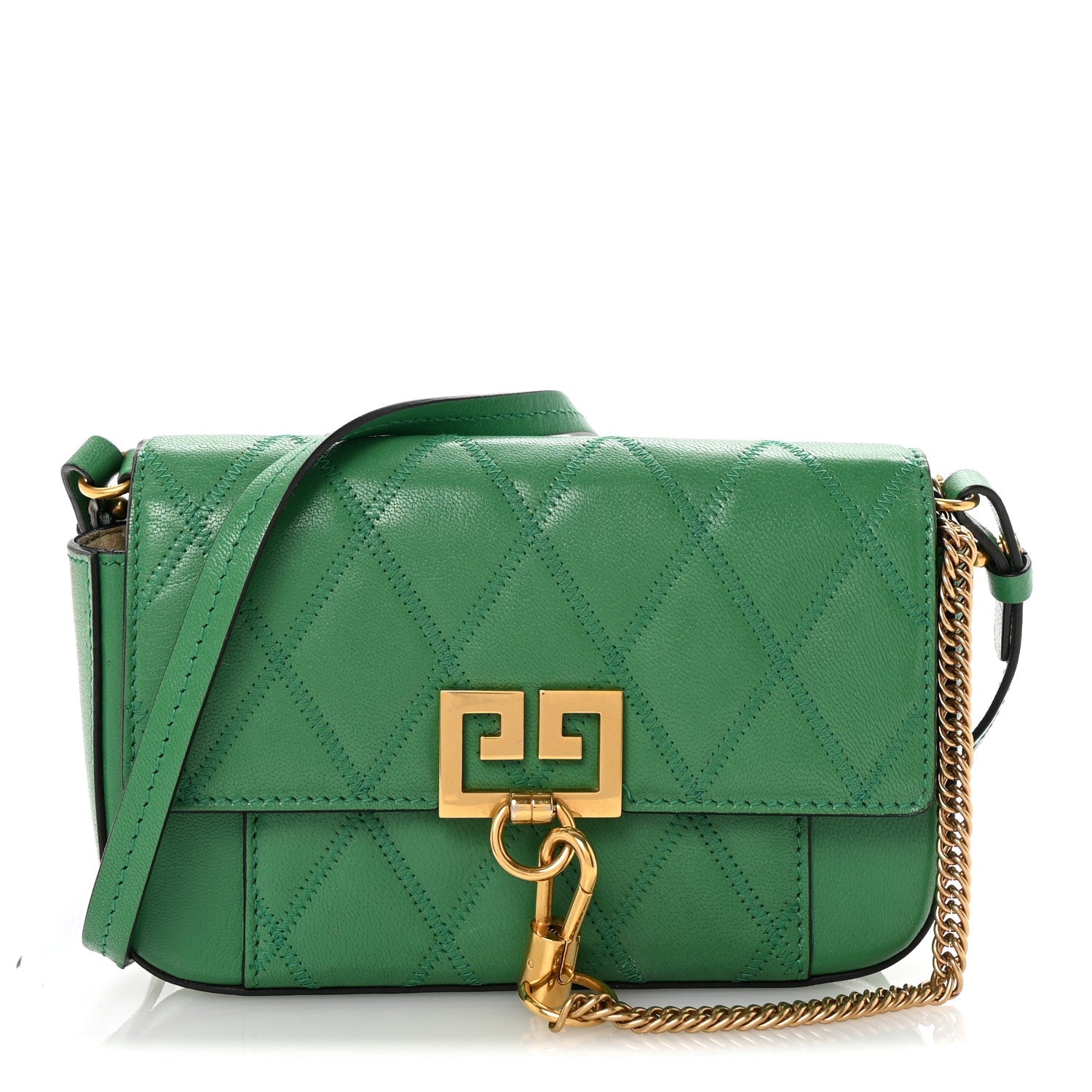 Goatskin Quilted GV3 Mini Pocket Convertible Bag Green