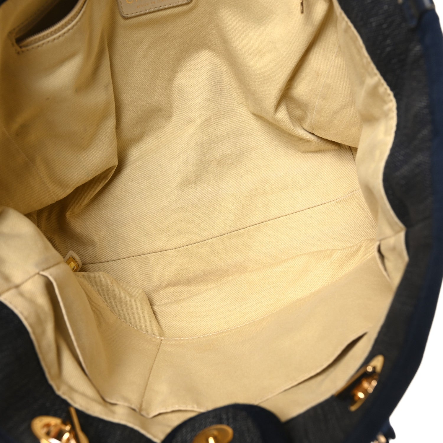 Lurex Canvas Small Deauville Tote Navy Blue Gold