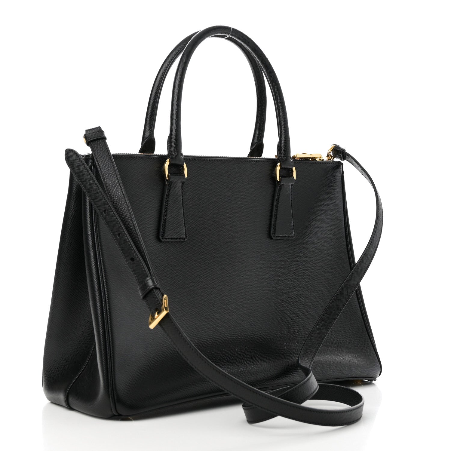 Saffiano Lux Large Galleria Double Zip Tote Black