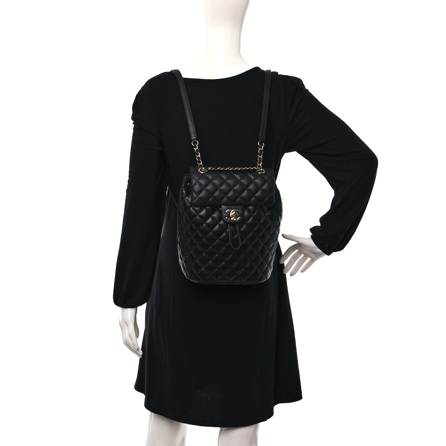 Lambskin Quilted Small Urban Spirit Backpack Black