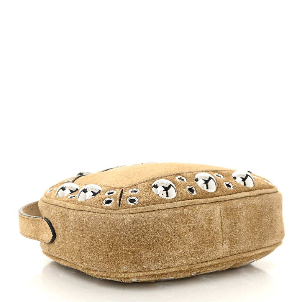 Suede Studded Nellcote Crossbody Bag Havana Beige