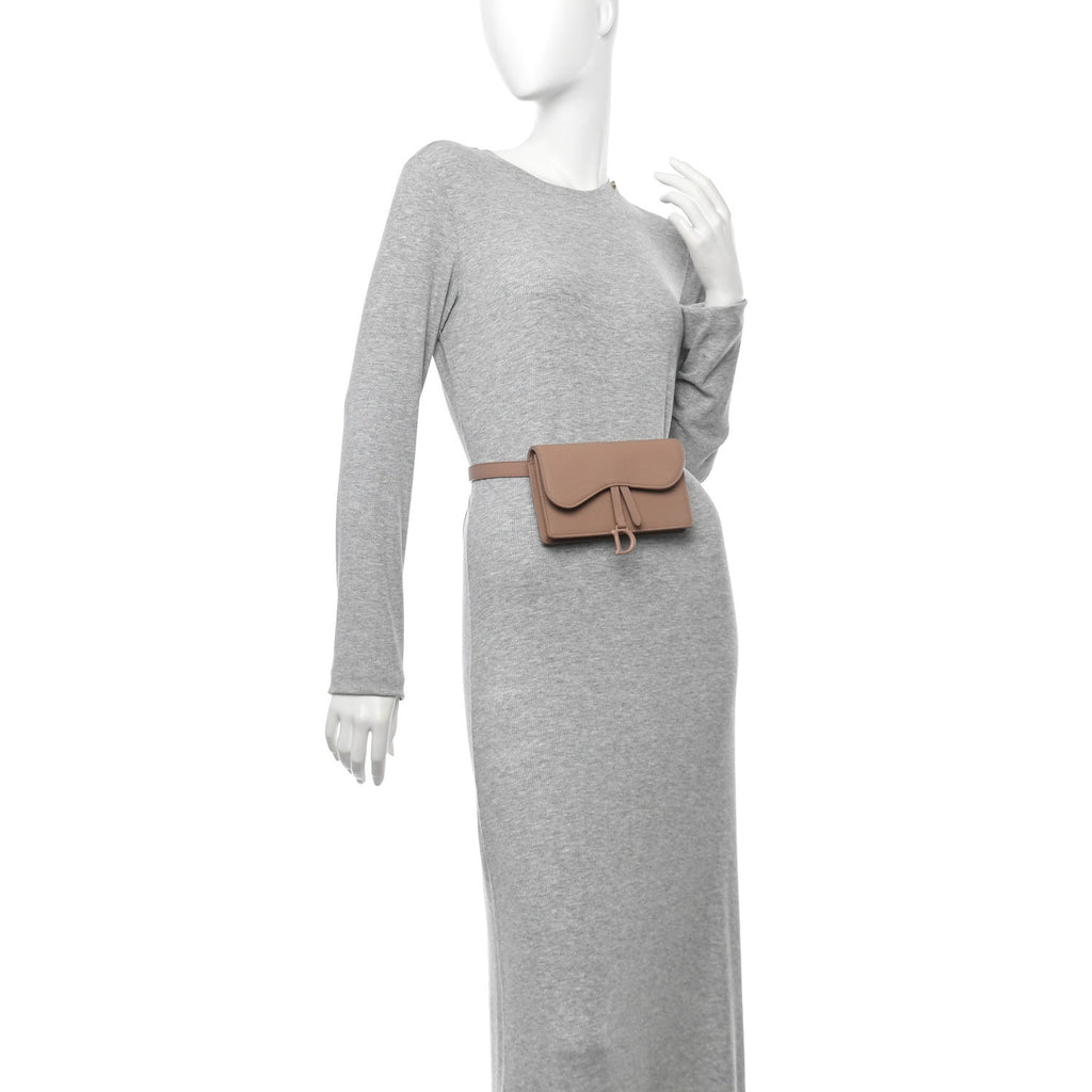 Ultra Matte Calfskin Saddle Belt Clutch Rose Des Vents