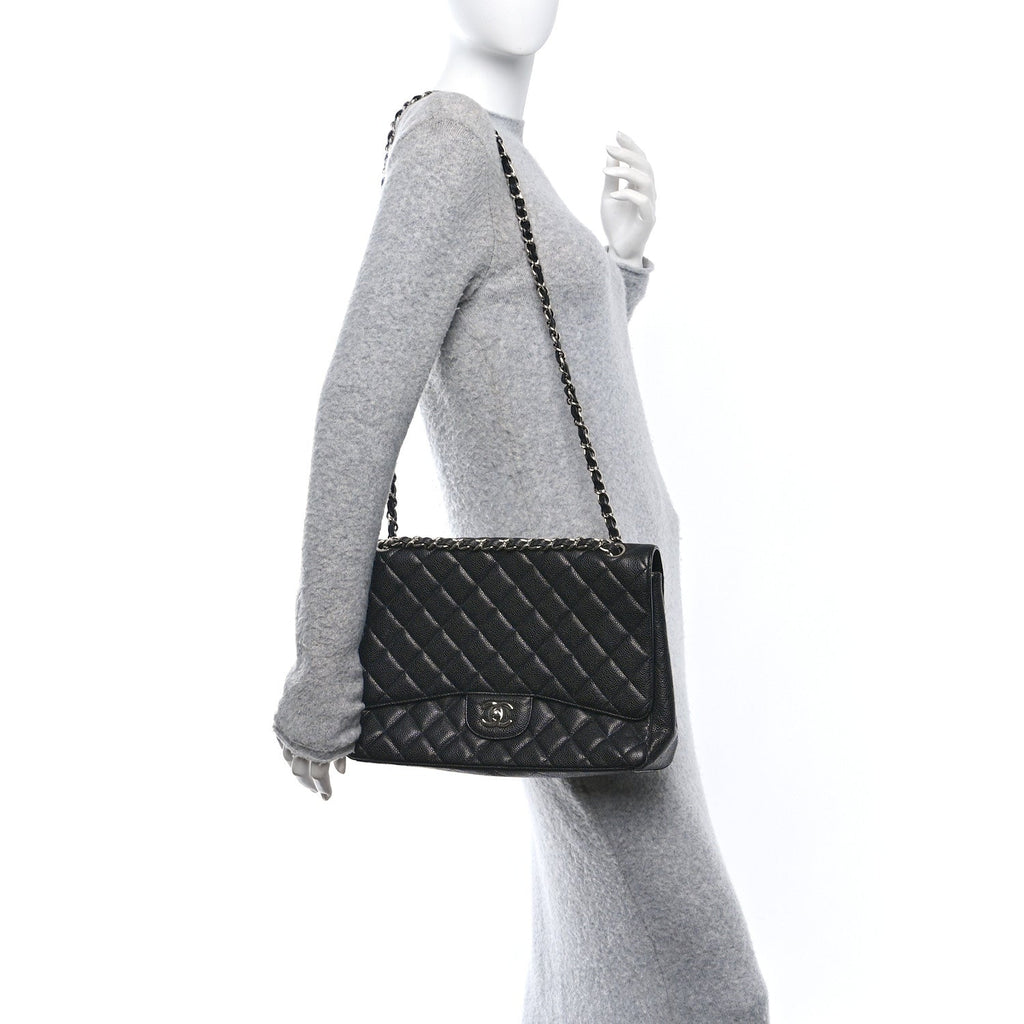 Caviar Quilted Maxi Single Flap Black