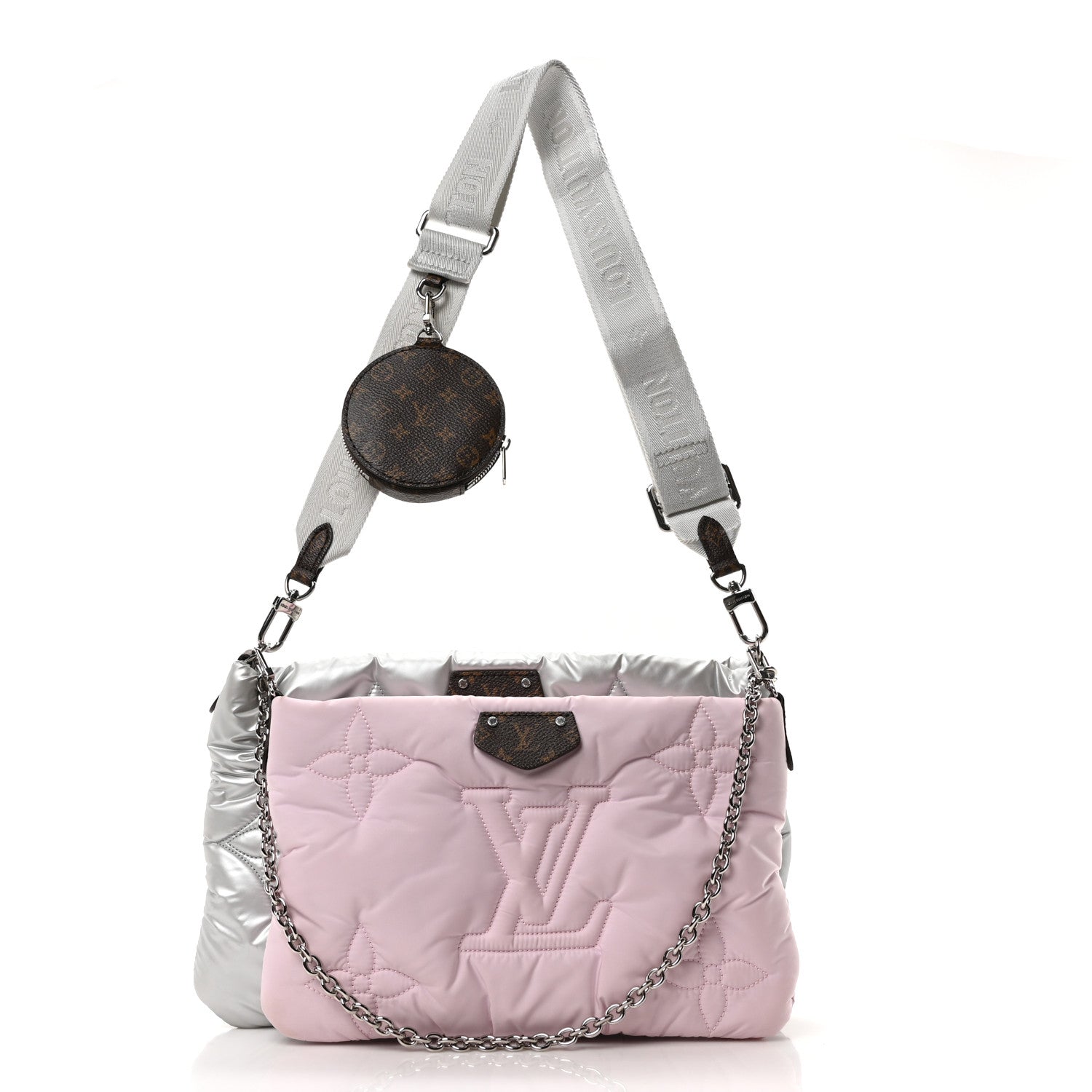 Econyl Monogram Pillow Maxi Multi Pochette Accessories Silver Pale Pink