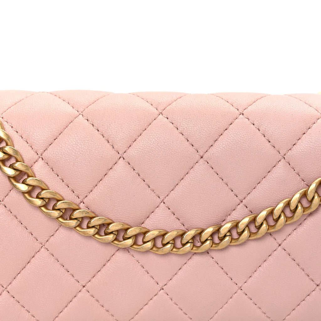 Lambskin Quilted Small Sweet Camellia Flap Light Pink