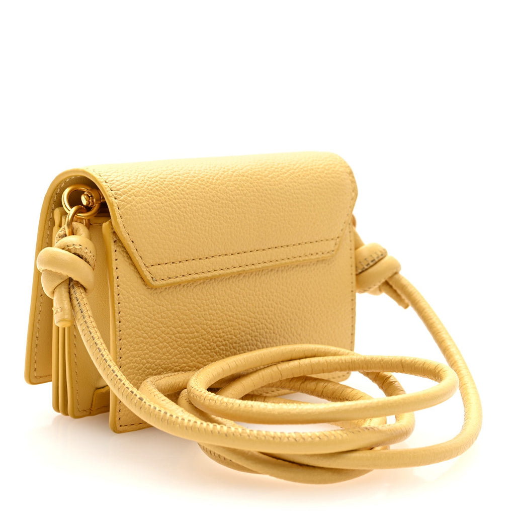 Calfskin Logo Embossed  Case On Strap Yellow