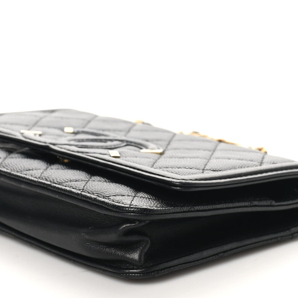 Caviar Quilted CC Filigree Wallet On Chain WOC Black