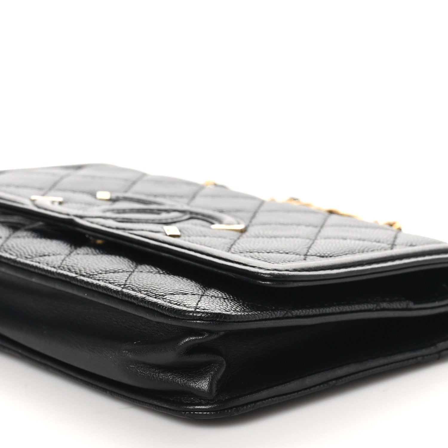 Caviar Quilted CC Filigree Wallet On Chain WOC Black