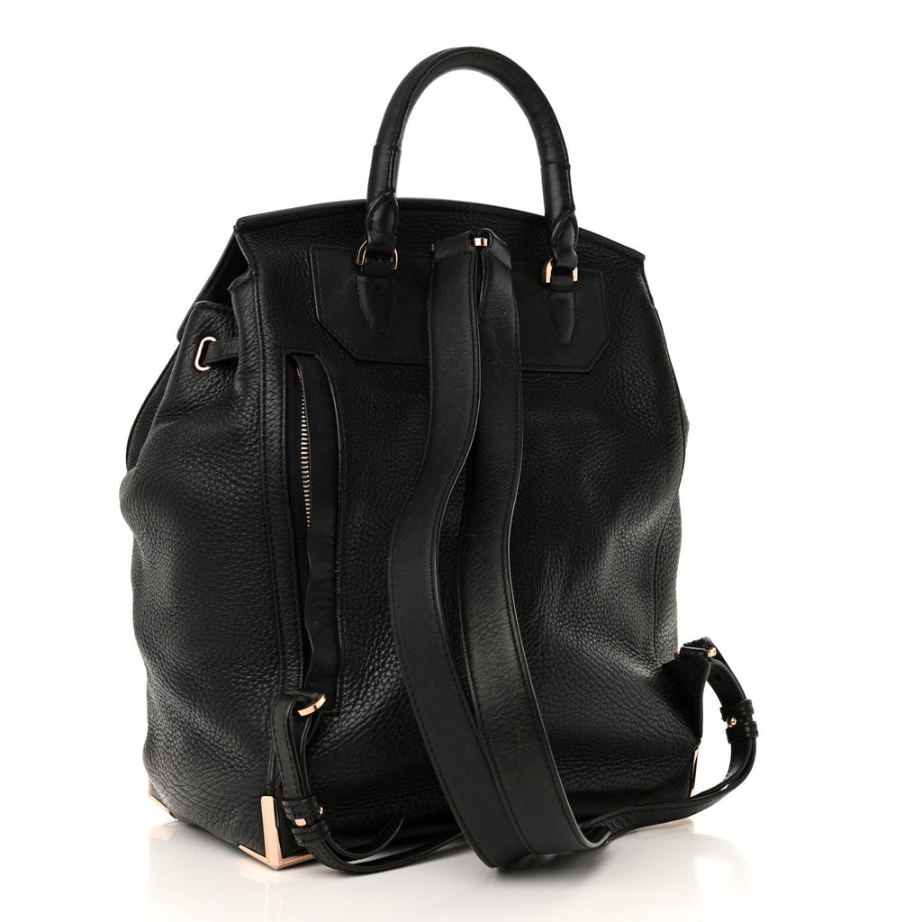 Pebbled Calfskin Prisma Skeletal Backpack Black Rose Gold Hardware