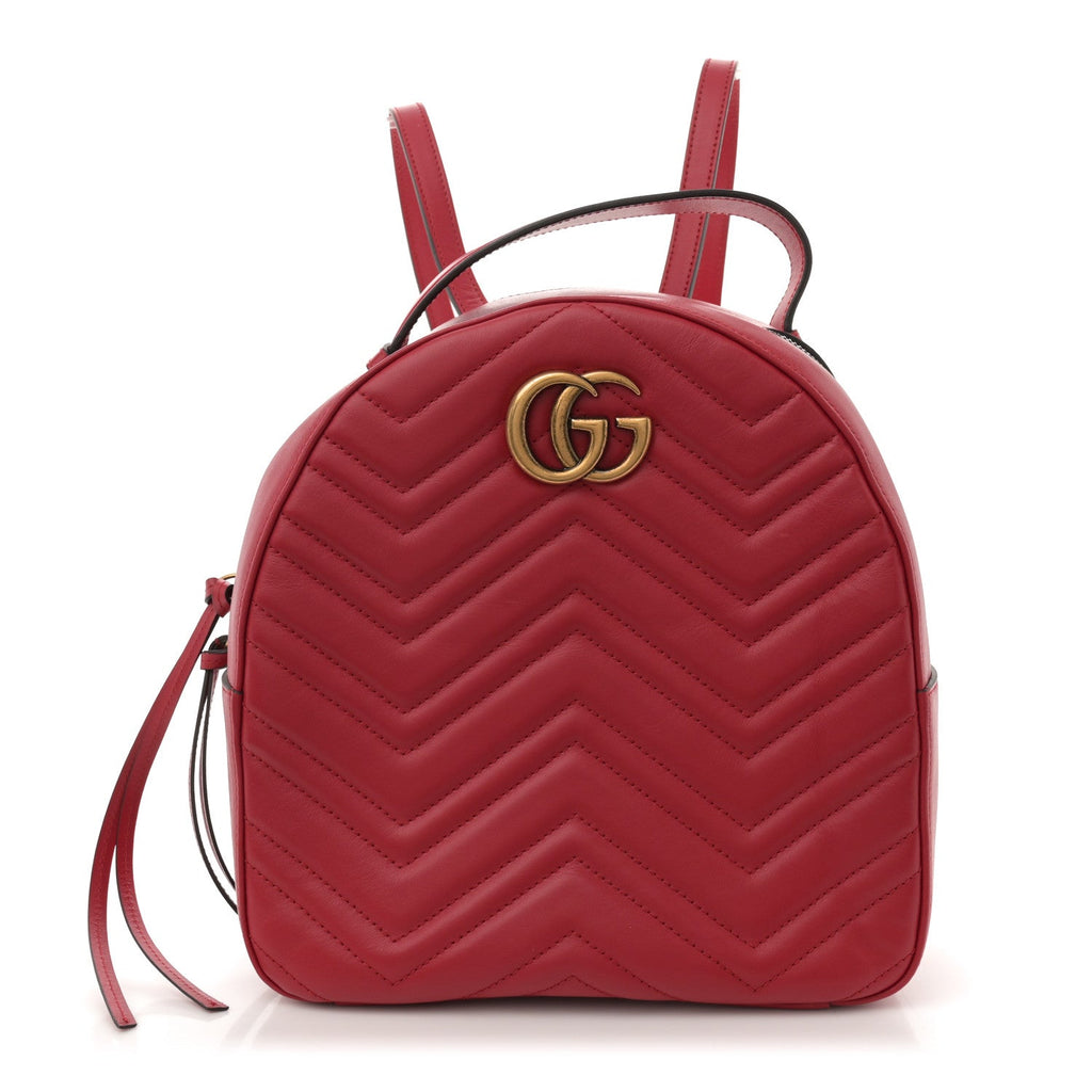 Calfskin Matelasse GG Marmont Dome Backpack Hibiscus Red