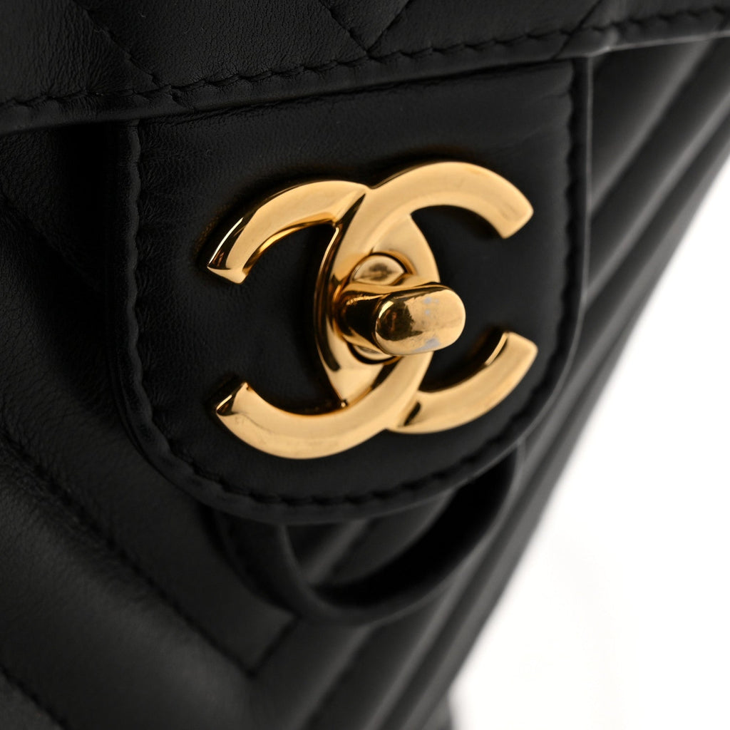 Calfskin Chevron Quilted Large Urban Spirit Backpack Black