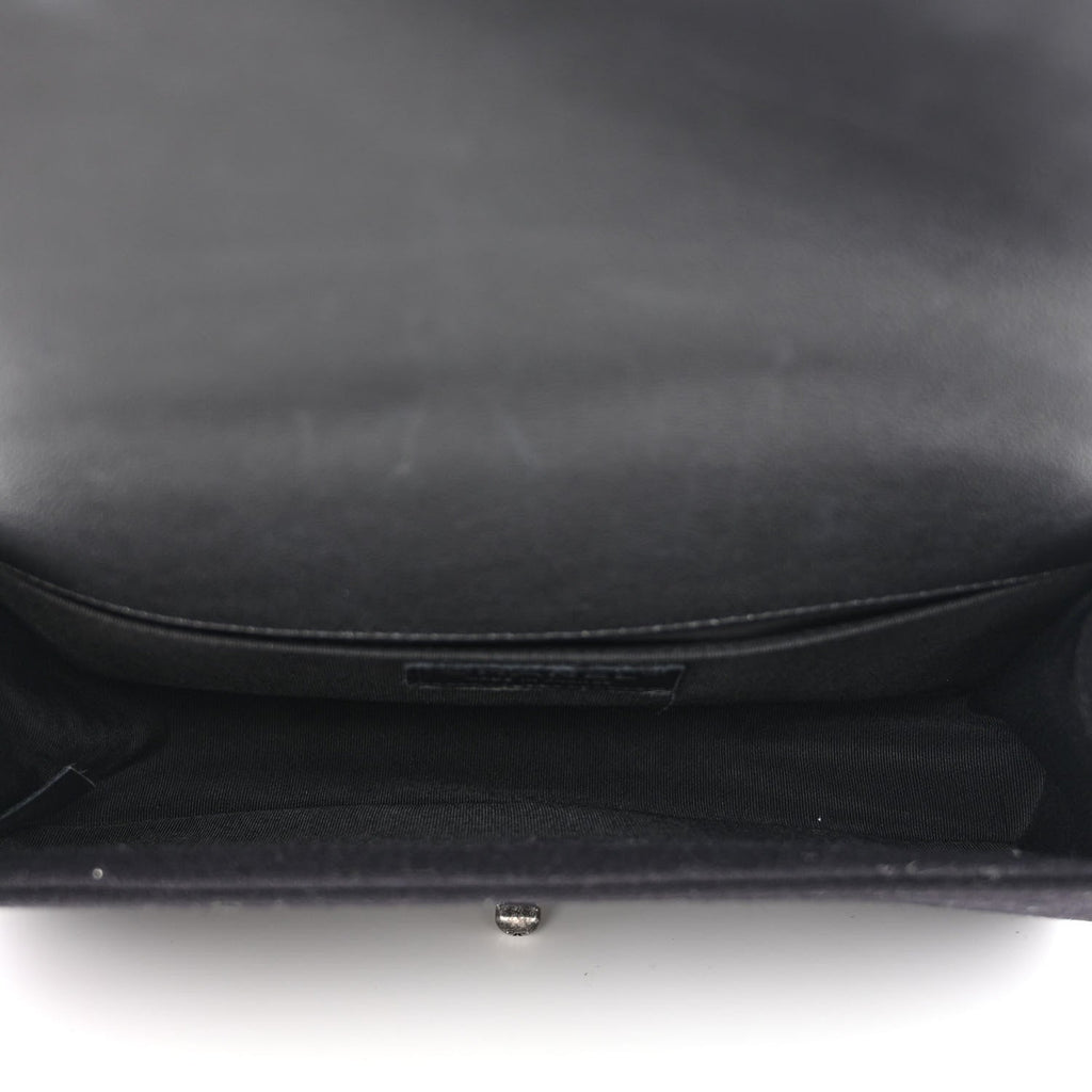 Wool Lambskin Embroidered Mosaic Medium Boy Flap Black