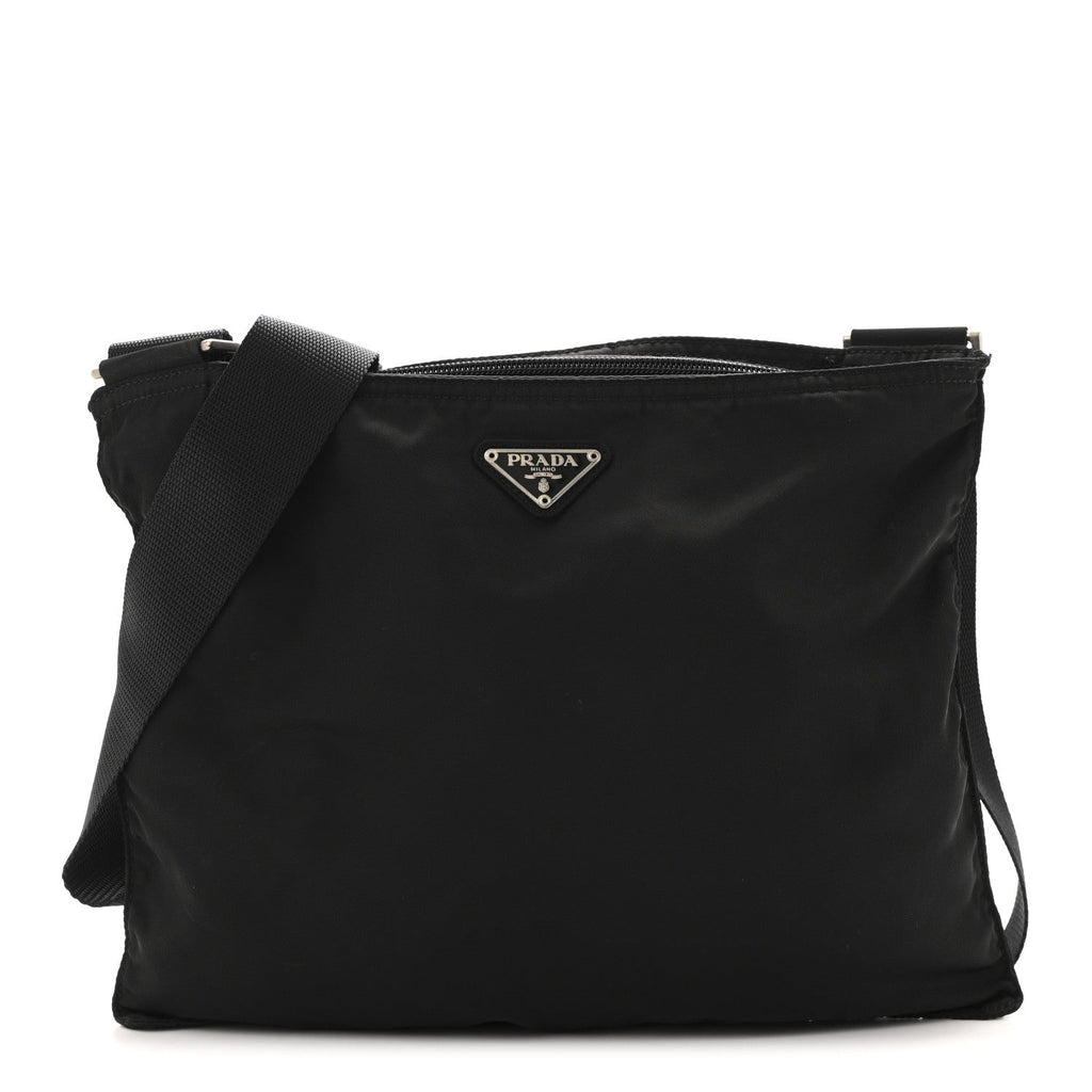 Nylon Vela Flat Messenger Bag Black