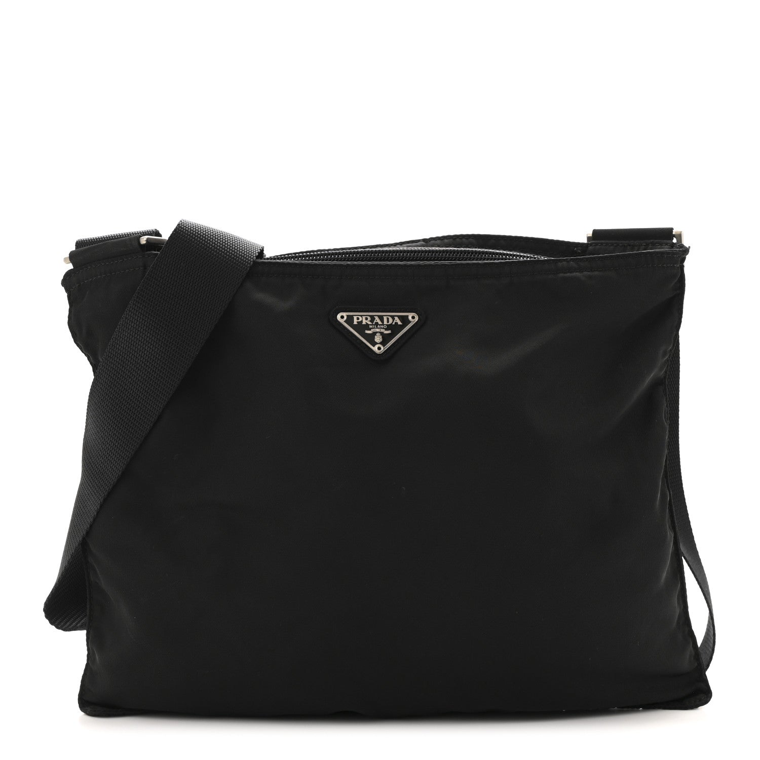 Nylon Vela Flat Messenger Bag Black