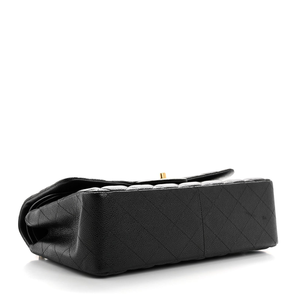 Caviar Quilted Jumbo Double Flap Black