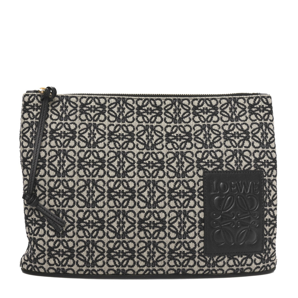 Jacquard Anagram Calfskin Pouch Blue Beige