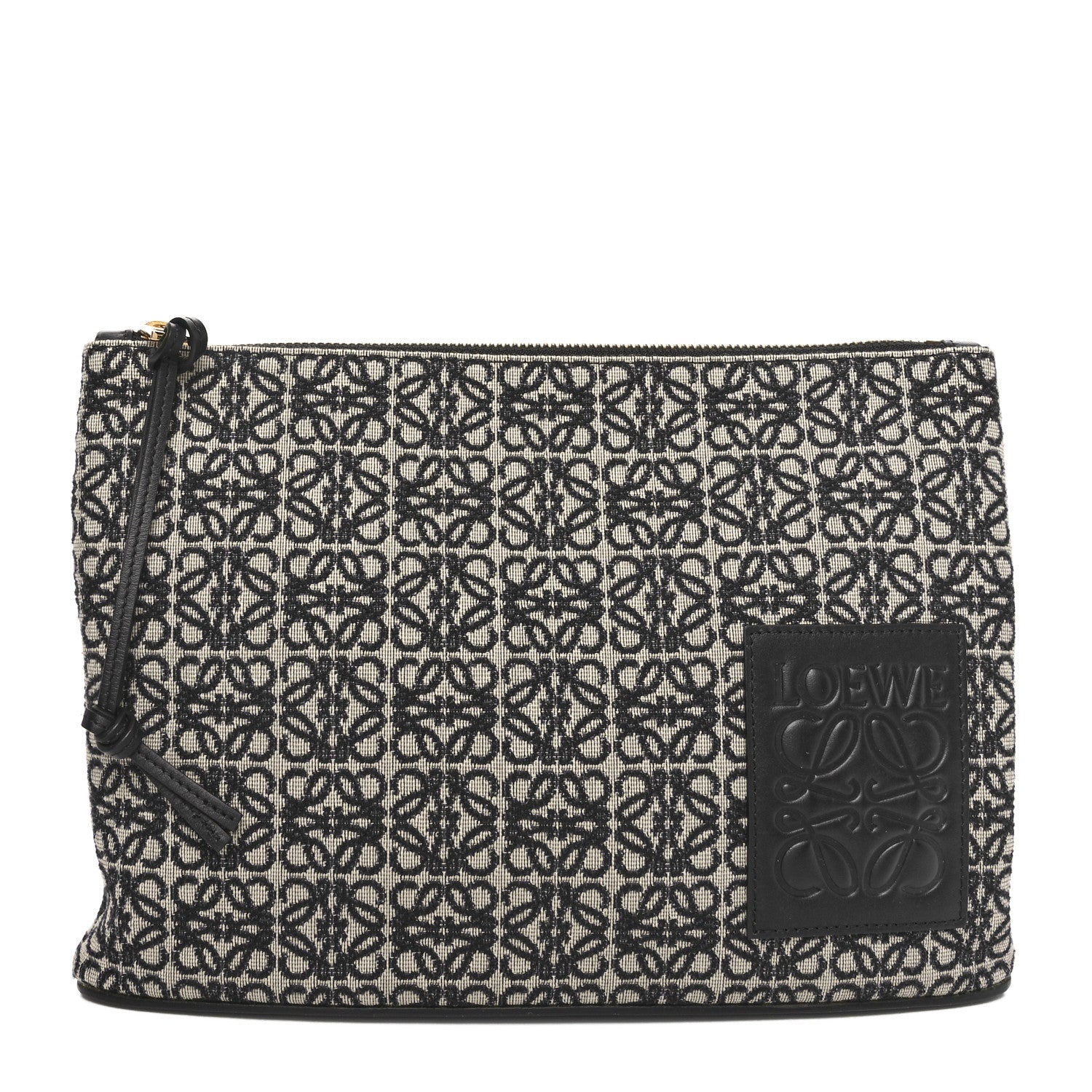 Jacquard Anagram Calfskin Pouch Blue Beige