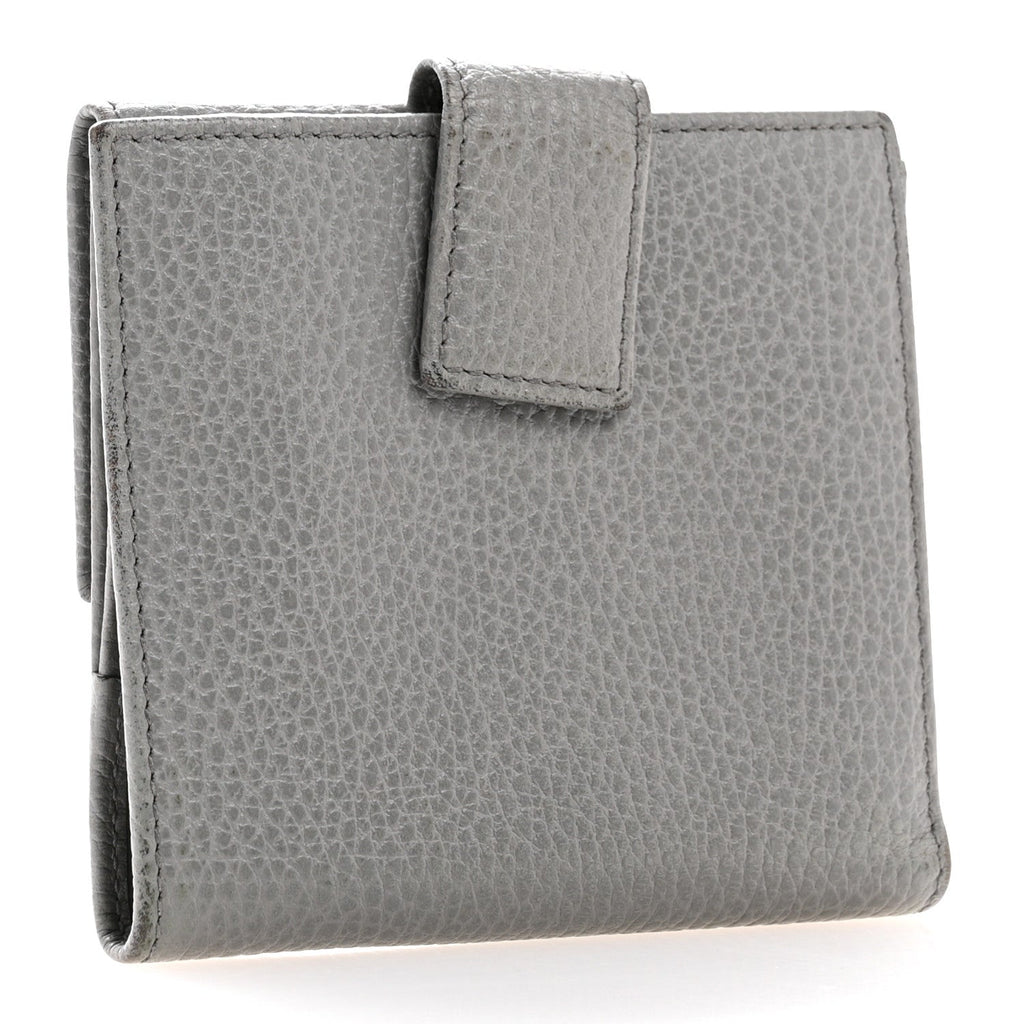 Dollar Calfskin Double G French Flap Wallet Grey