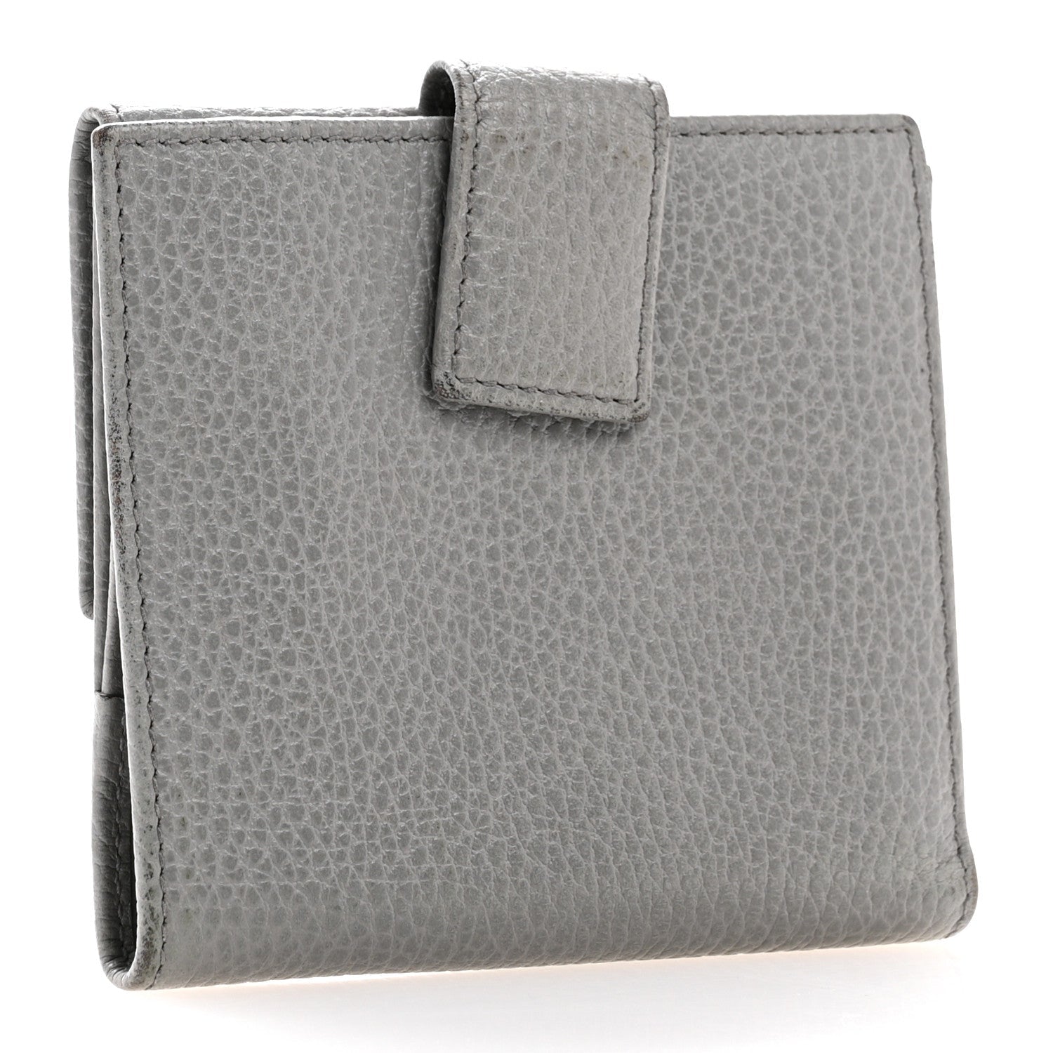 Dollar Calfskin Double G French Flap Wallet Grey