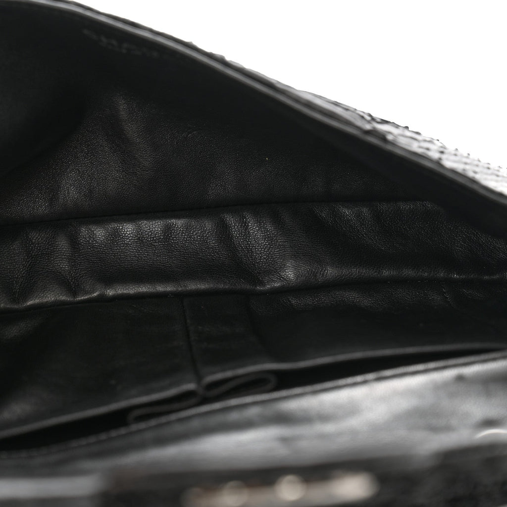 Metallic Snakeskin Sequin Flap Black