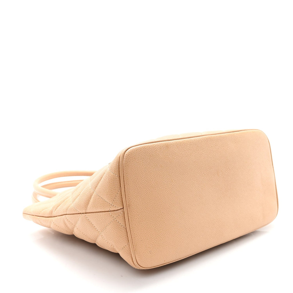 Caviar Quilted Medallion Tote Beige