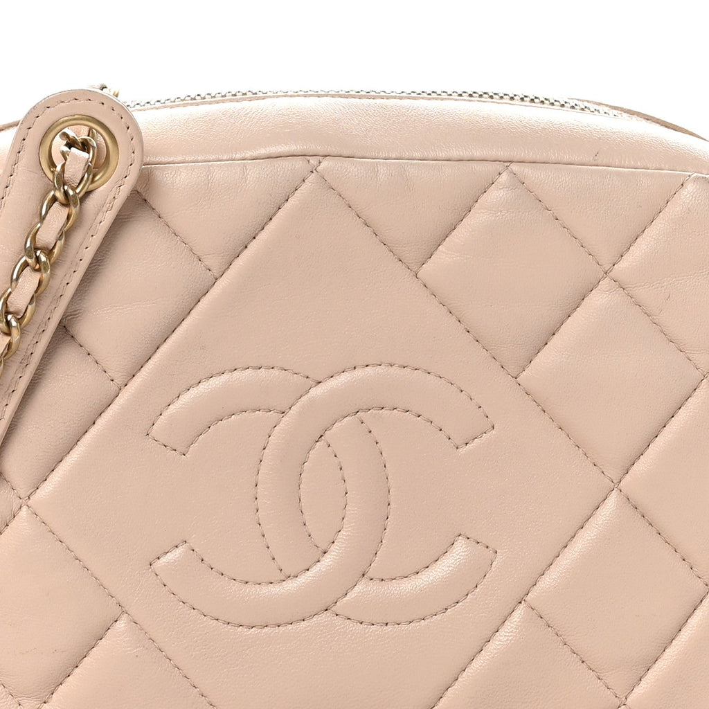 Lambskin Quilted Small Diamond CC Camera Case Beige