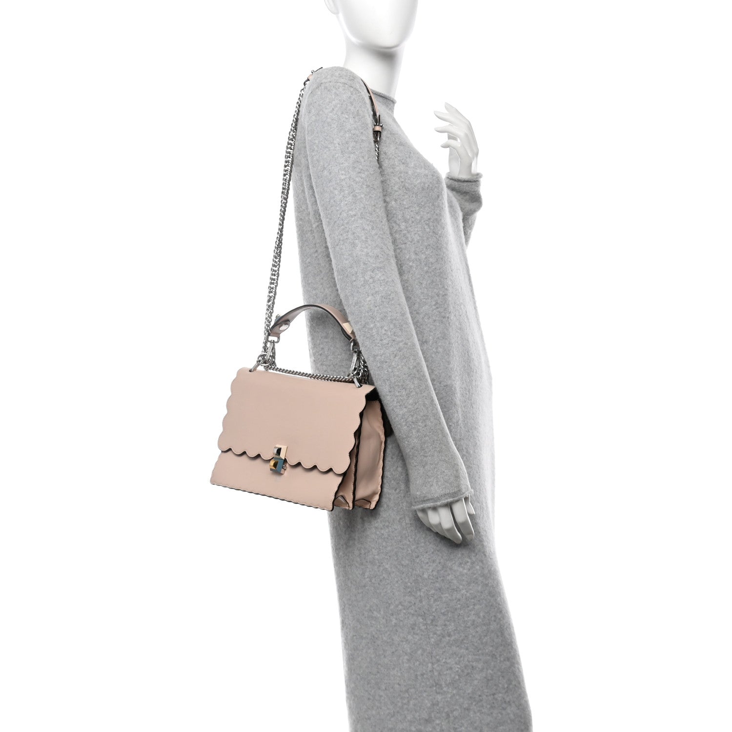 Vitello Liberty Scalloped Studded Kan I Shoulder Bag Plaster