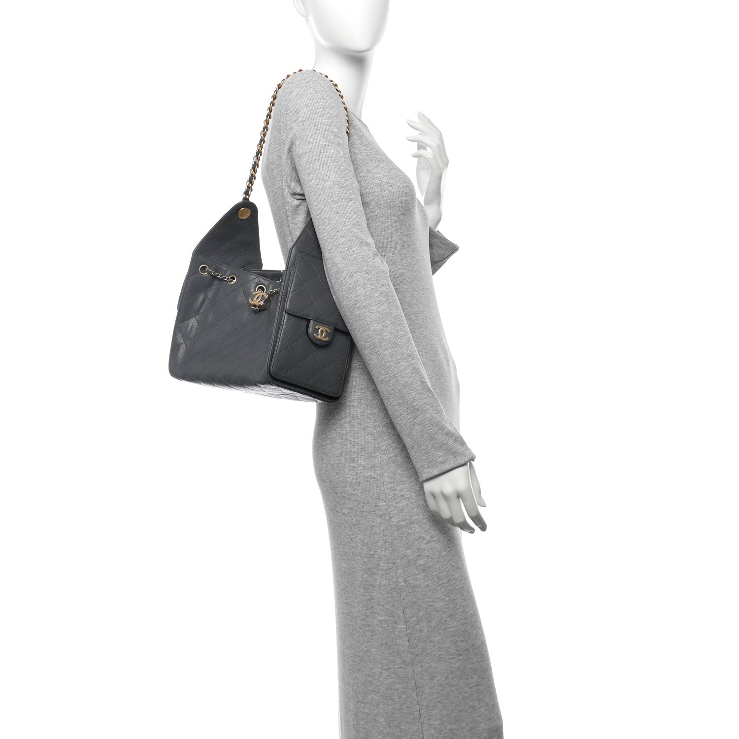 Caviar Quilted Small Chanel 25 Handbag Grey
