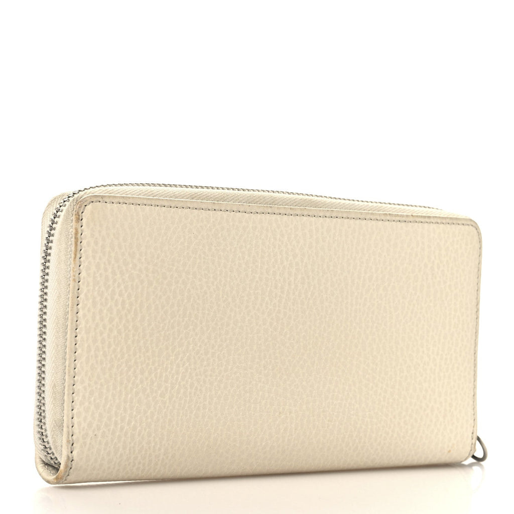 Dollar Calfskin Monochrome GG Marmont Zip Around Wallet Mystic White
