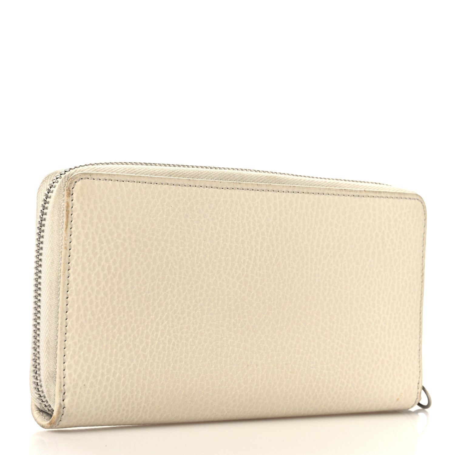 Dollar Calfskin Monochrome GG Marmont Zip Around Wallet Mystic White
