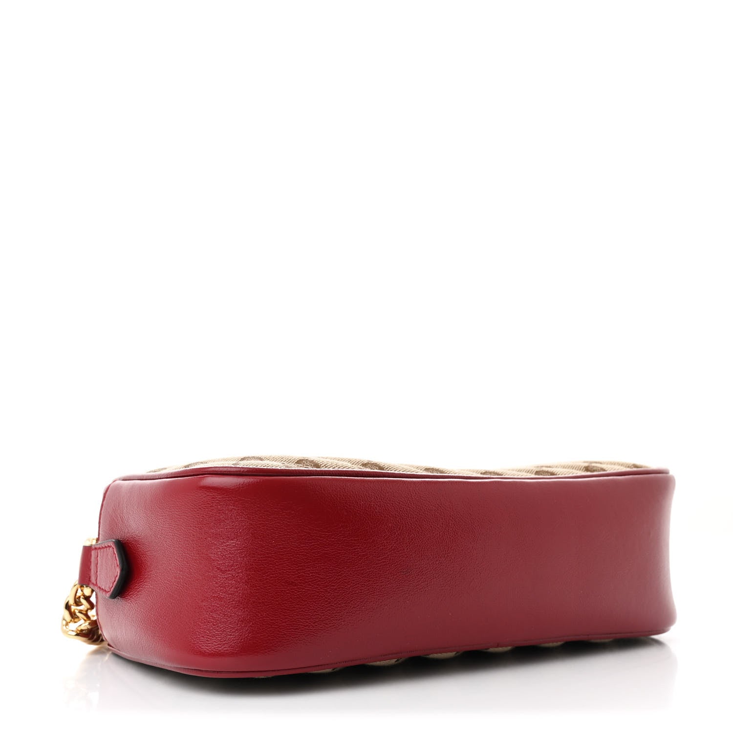 Monogram Azalea Calfskin Matelasse Diagonal Small GG Marmont Chain Shoulder Bag Beige Ebony New Cherry Red