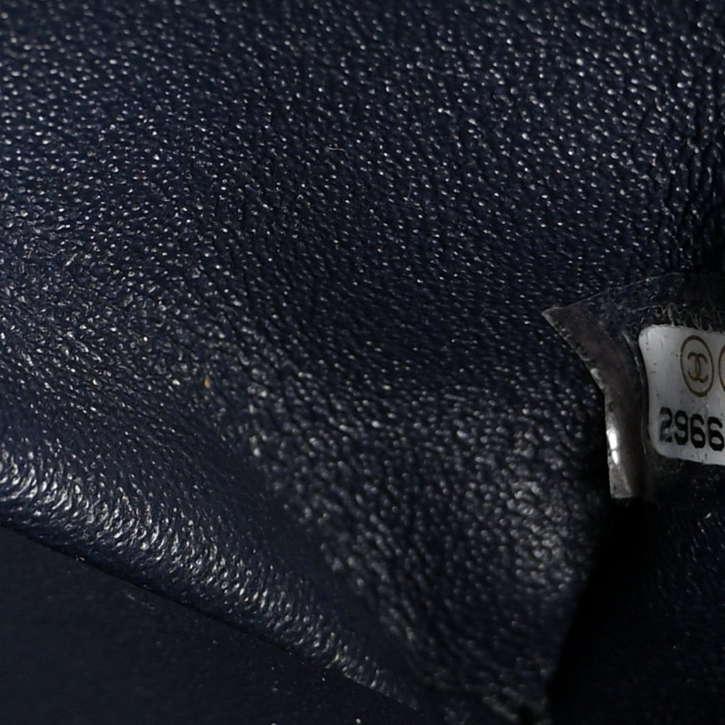 Caviar Quilted Flap Clutch Navy