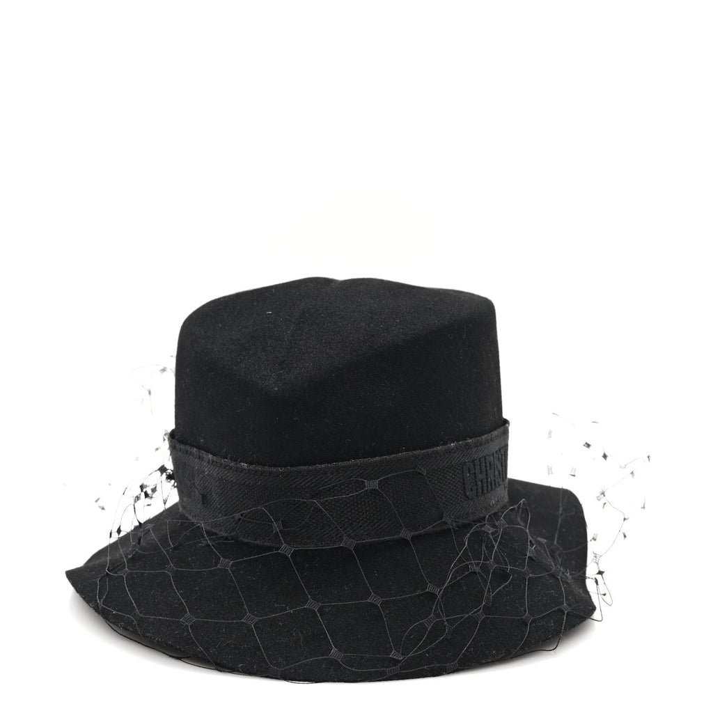 Rabbit Felt Veil Hat 56 Black