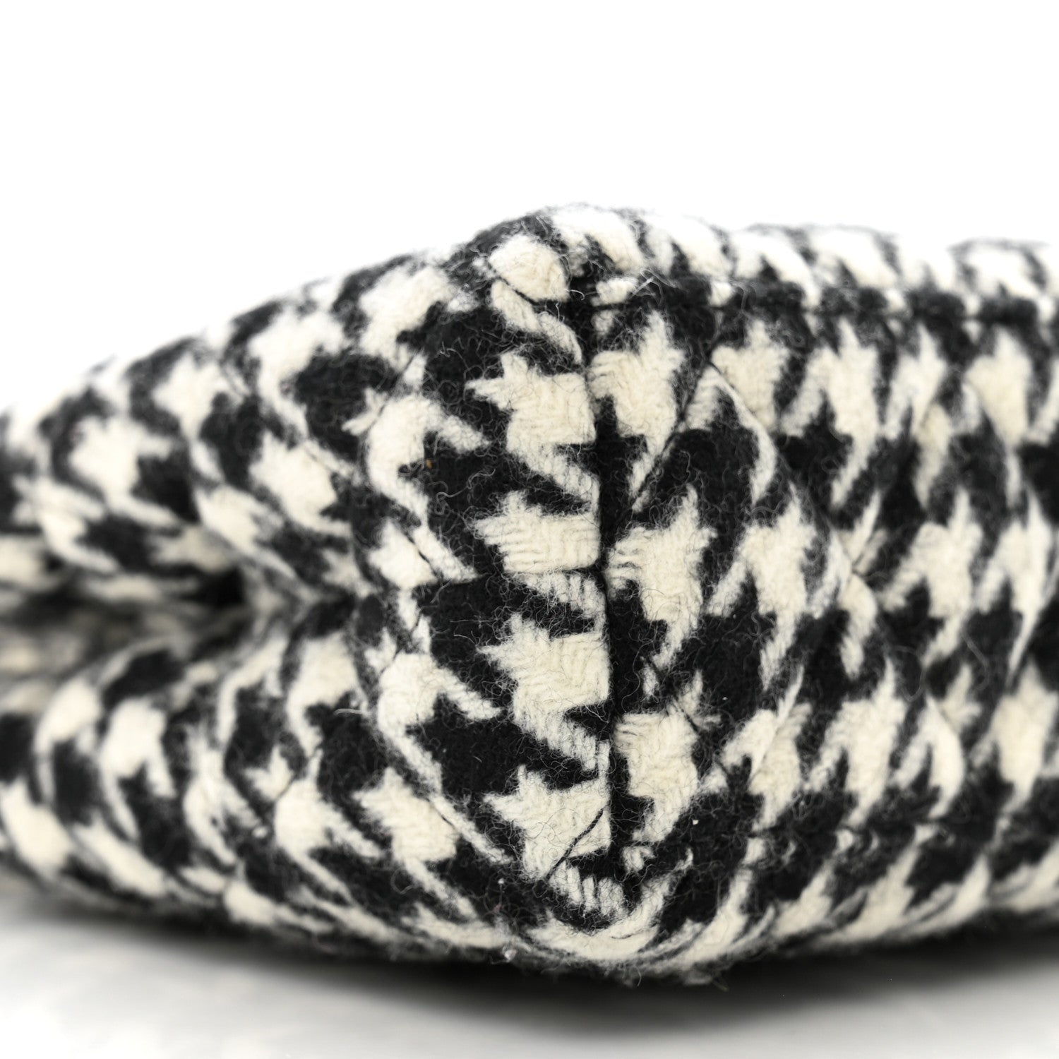 Tweed Houndstooth Quilted Nano Kelly Shopper Black White