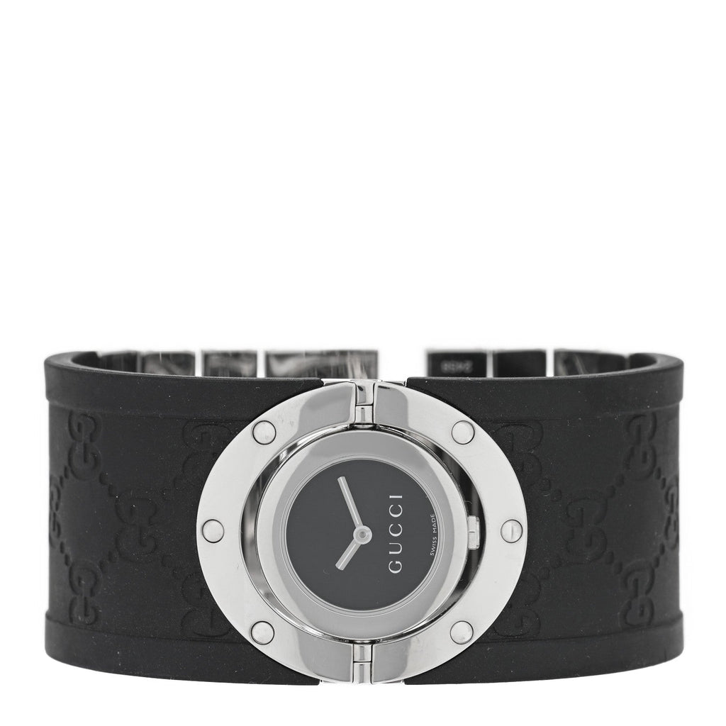 Stainless Steel Rubber 23mm Twirl Quartz Watch Black